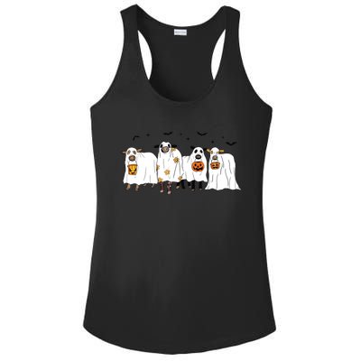 Funny Cow Ghost Halloween Farmer Trick Or Treat Cow Lover Ladies PosiCharge Competitor Racerback Tank