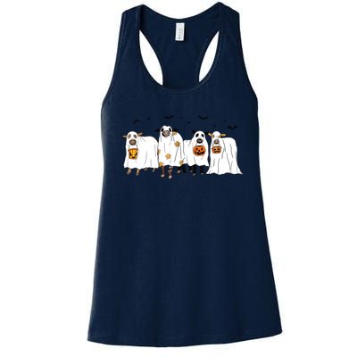 Funny Cow Ghost Halloween Farmer Trick Or Treat Cow Lover Women's Racerback Tank