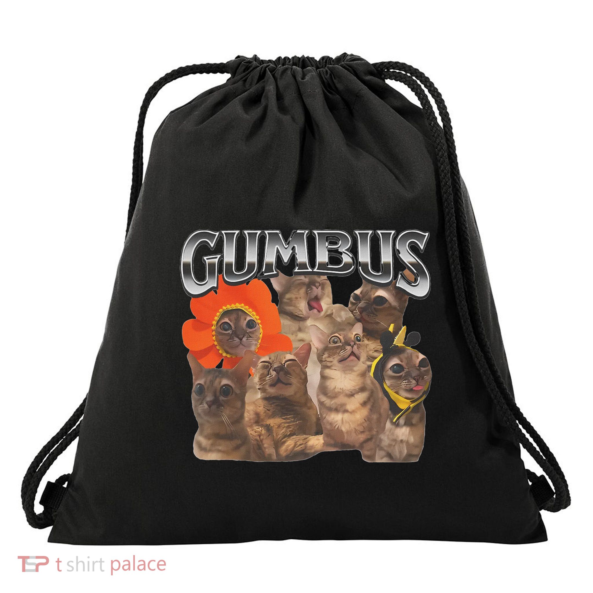 Funny Cat Gumbus Drawstring Bag