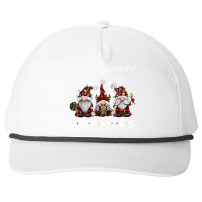 Funny Christmas Gnome Hanging With My Gnomies Cute Gift Snapback Five-Panel Rope Hat