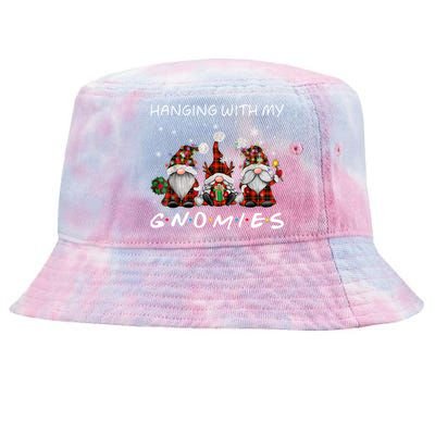 Funny Christmas Gnome Hanging With My Gnomies Cute Gift Tie-Dyed Bucket Hat