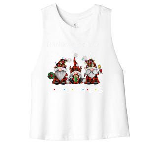 Funny Christmas Gnome Hanging With My Gnomies Cute Gift Women's Racerback Cropped Tank