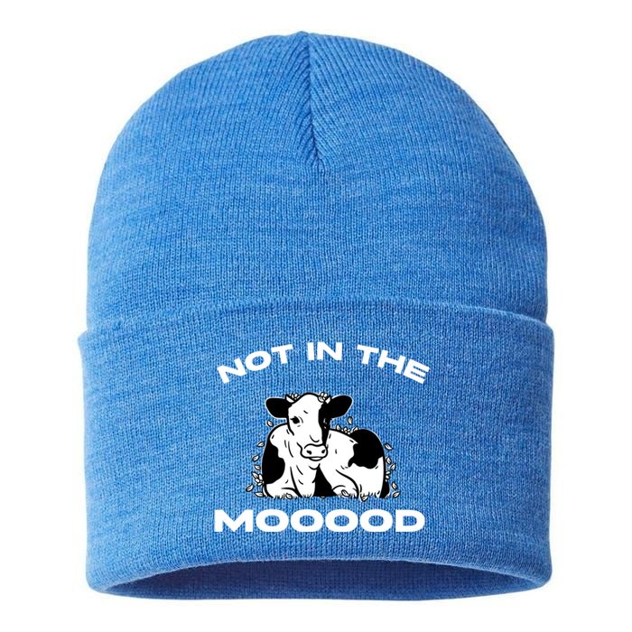 Funny Cow Graphic Design Of Not In The Mood Saying Funny Funny Gift Sustainable Knit Beanie