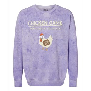 Funny Chicken Game DonT Look Design Colorblast Crewneck Sweatshirt