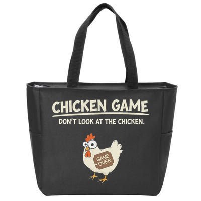 Funny Chicken Game DonT Look Design Zip Tote Bag