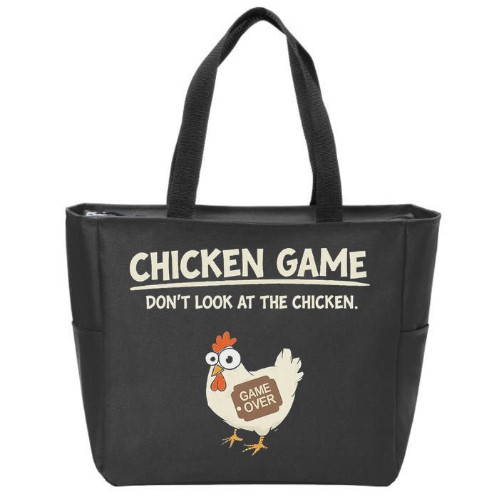 Funny Chicken Game DonT Look Design Zip Tote Bag