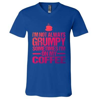 Funny Coffee Grandpa Funny Retired Papa Gift V-Neck T-Shirt