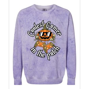 Funny Coolest Gamer Pumpkin Happy Halloween Vibe Costume Great Gift Colorblast Crewneck Sweatshirt