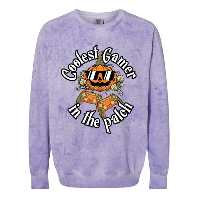 Funny Coolest Gamer Pumpkin Happy Halloween Vibe Costume Great Gift Colorblast Crewneck Sweatshirt