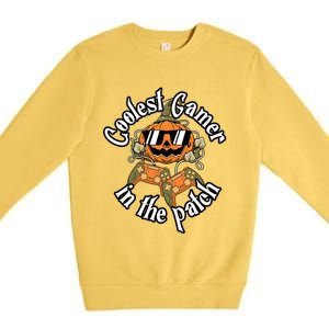 Funny Coolest Gamer Pumpkin Happy Halloween Vibe Costume Great Gift Premium Crewneck Sweatshirt