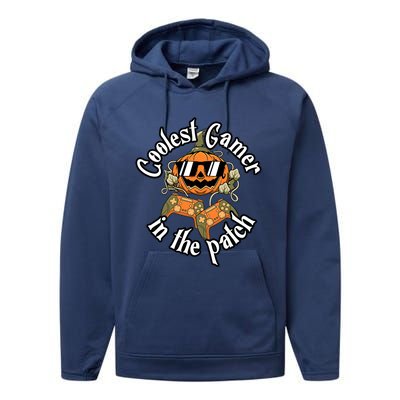 Funny Coolest Gamer Pumpkin Happy Halloween Vibe Costume Great Gift Performance Fleece Hoodie