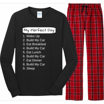 Funny Car Guy Gift Cute Gift My Perfect Day Build My Car Gift Long Sleeve Pajama Set