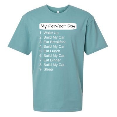 Funny Car Guy Gift Cute Gift My Perfect Day Build My Car Gift Sueded Cloud Jersey T-Shirt