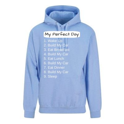 Funny Car Guy Gift Cute Gift My Perfect Day Build My Car Gift Unisex Surf Hoodie