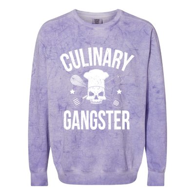 Funny Culinary Gangster Head Chef Gift Funny Cooking Humor Gift Colorblast Crewneck Sweatshirt