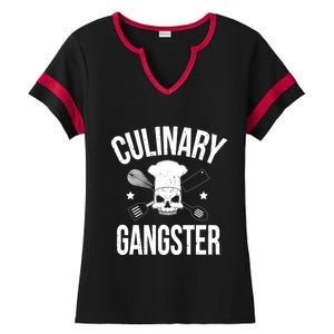 Funny Culinary Gangster Head Chef Gift Funny Cooking Humor Gift Ladies Halftime Notch Neck Tee