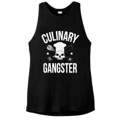 Funny Culinary Gangster Head Chef Gift Funny Cooking Humor Gift Ladies PosiCharge Tri-Blend Wicking Tank