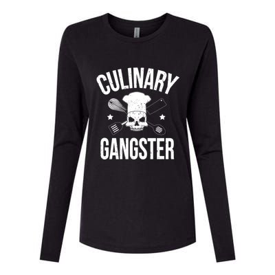 Funny Culinary Gangster Head Chef Gift Funny Cooking Humor Gift Womens Cotton Relaxed Long Sleeve T-Shirt