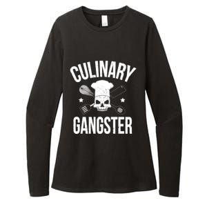 Funny Culinary Gangster Head Chef Gift Funny Cooking Humor Gift Womens CVC Long Sleeve Shirt