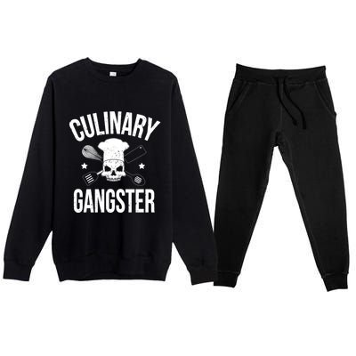 Funny Culinary Gangster Head Chef Gift Funny Cooking Humor Gift Premium Crewneck Sweatsuit Set