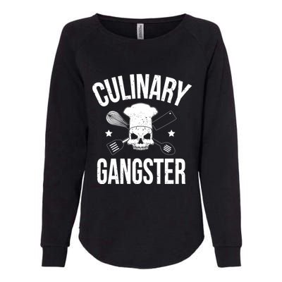 Funny Culinary Gangster Head Chef Gift Funny Cooking Humor Gift Womens California Wash Sweatshirt