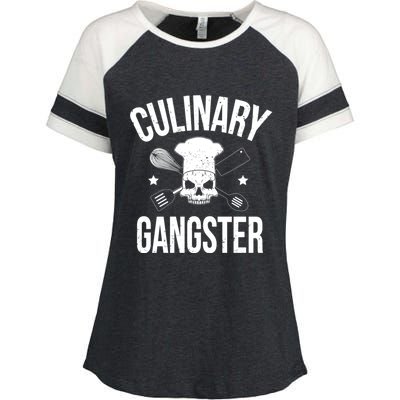 Funny Culinary Gangster Head Chef Gift Funny Cooking Humor Gift Enza Ladies Jersey Colorblock Tee