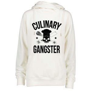 Funny Culinary Gangster Head Chef Gift Funny Cooking Humor Gift Womens Funnel Neck Pullover Hood