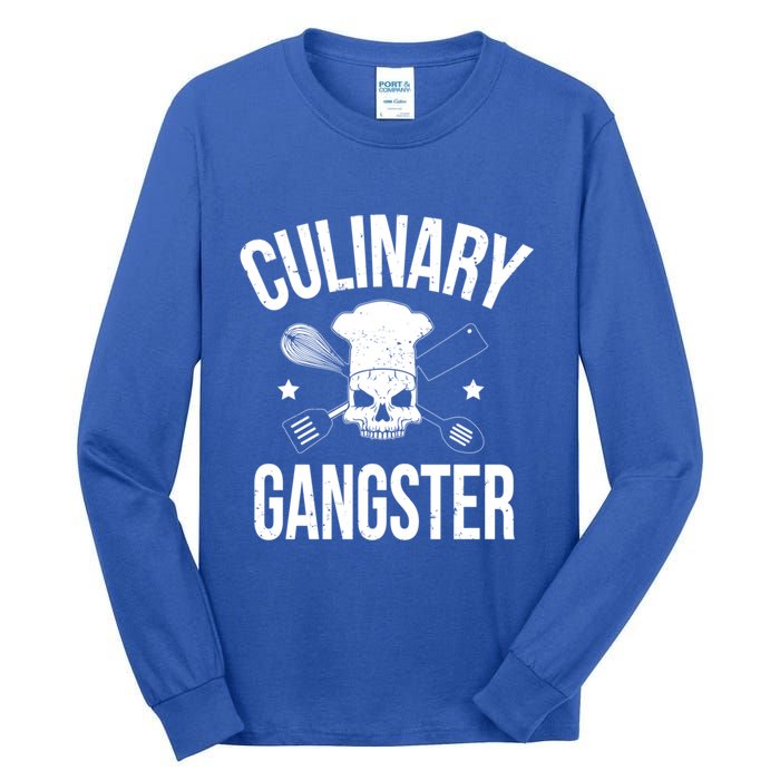 Funny Culinary Gangster Head Chef Gift Funny Cooking Humor Gift Tall Long Sleeve T-Shirt