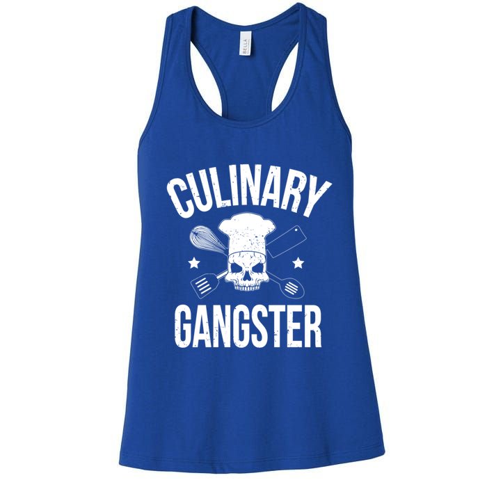 Funny Culinary Gangster Head Chef Gift Funny Cooking Humor Gift Women's Racerback Tank