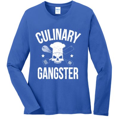 Funny Culinary Gangster Head Chef Gift Funny Cooking Humor Gift Ladies Long Sleeve Shirt