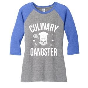 Funny Culinary Gangster Head Chef Gift Funny Cooking Humor Gift Women's Tri-Blend 3/4-Sleeve Raglan Shirt