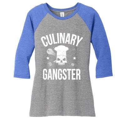 Funny Culinary Gangster Head Chef Gift Funny Cooking Humor Gift Women's Tri-Blend 3/4-Sleeve Raglan Shirt