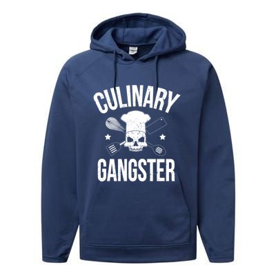 Funny Culinary Gangster Head Chef Gift Funny Cooking Humor Gift Performance Fleece Hoodie