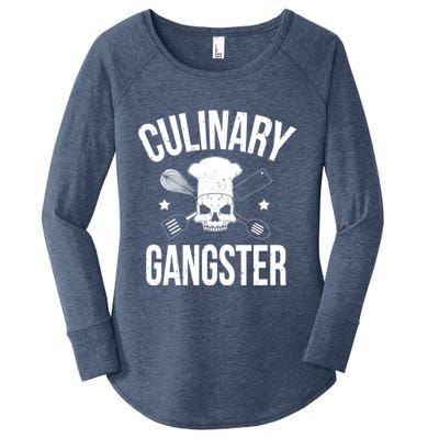 Funny Culinary Gangster Head Chef Gift Funny Cooking Humor Gift Women's Perfect Tri Tunic Long Sleeve Shirt