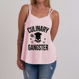 Funny Culinary Gangster Head Chef Gift Funny Cooking Humor Gift Women's Strappy Tank