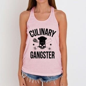 Funny Culinary Gangster Head Chef Gift Funny Cooking Humor Gift Women's Knotted Racerback Tank