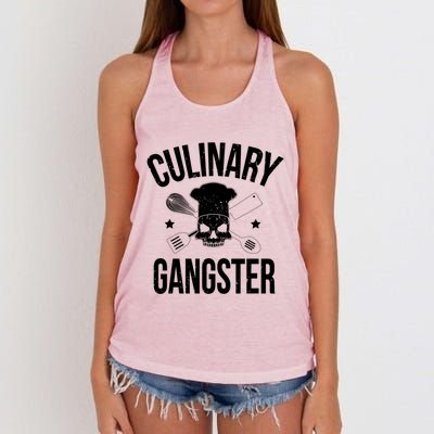 Funny Culinary Gangster Head Chef Gift Funny Cooking Humor Gift Women's Knotted Racerback Tank