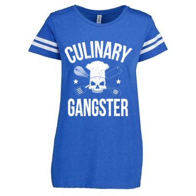 Funny Culinary Gangster Head Chef Gift Funny Cooking Humor Gift Enza Ladies Jersey Football T-Shirt