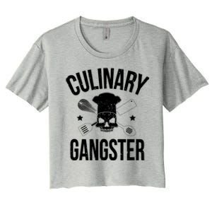 Funny Culinary Gangster Head Chef Gift Funny Cooking Humor Gift Women's Crop Top Tee