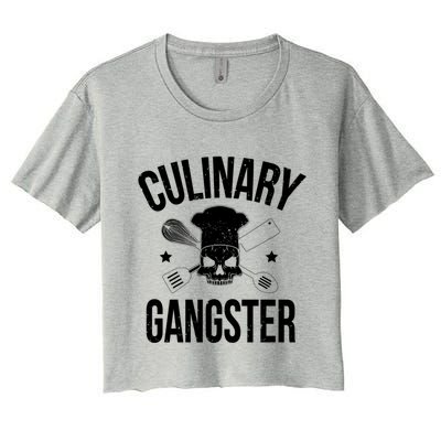 Funny Culinary Gangster Head Chef Gift Funny Cooking Humor Gift Women's Crop Top Tee