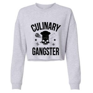 Funny Culinary Gangster Head Chef Gift Funny Cooking Humor Gift Cropped Pullover Crew