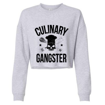 Funny Culinary Gangster Head Chef Gift Funny Cooking Humor Gift Cropped Pullover Crew