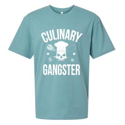 Funny Culinary Gangster Head Chef Gift Funny Cooking Humor Gift Sueded Cloud Jersey T-Shirt