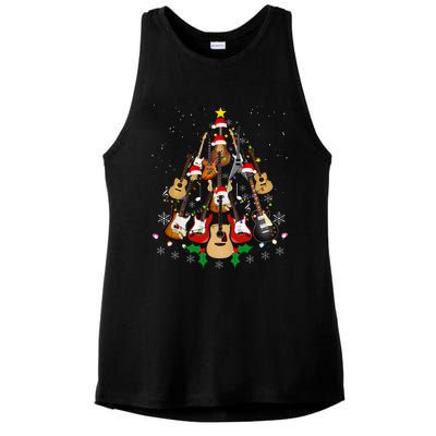 Funny Christmas Guitar Player Gifts Xmas Tree Ladies PosiCharge Tri-Blend Wicking Tank