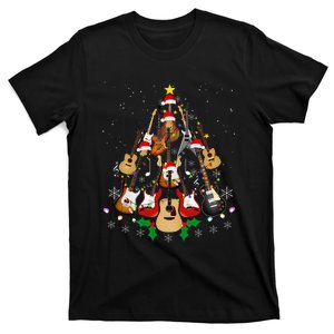 Funny Christmas Guitar Player Gifts Xmas Tree T-Shirt