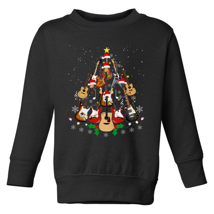 Funny Christmas Guitar Player Gifts Xmas Tree Toddler Sweatshirt