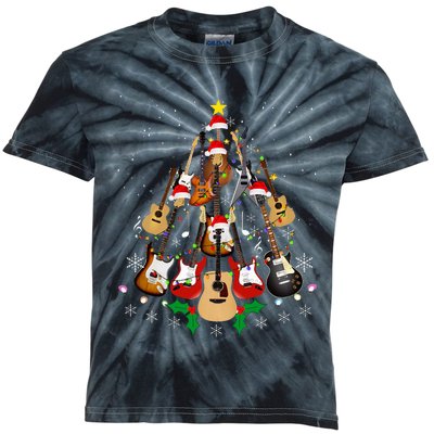 Funny Christmas Guitar Player Gifts Xmas Tree Kids Tie-Dye T-Shirt