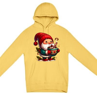 Funny Coffee Gnome Christmas Cute Hot Chocolate Gnome Premium Pullover Hoodie