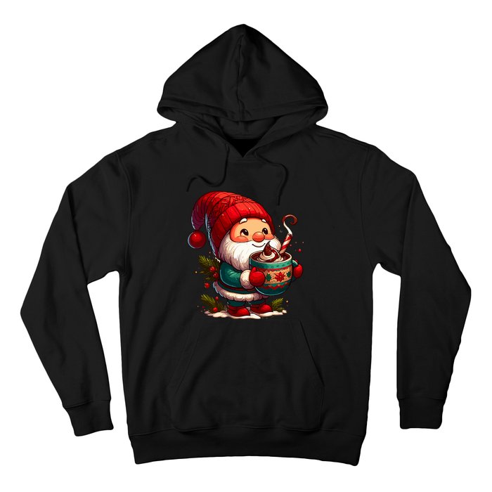 Funny Coffee Gnome Christmas Cute Hot Chocolate Gnome Hoodie