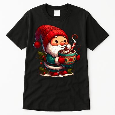 Funny Coffee Gnome Christmas Cute Hot Chocolate Gnome Tall T-Shirt